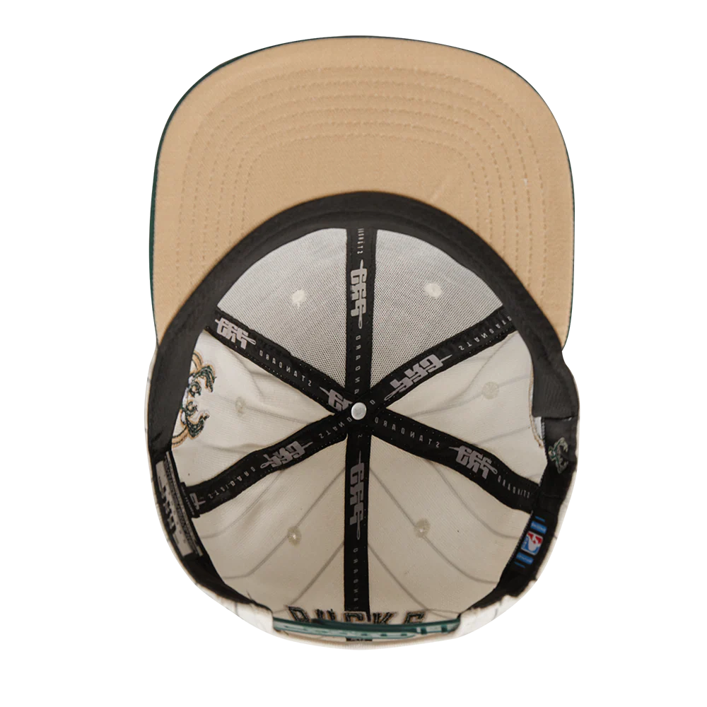 NBA MILWAUKEE BUCKS PINSTRIPE RETRO CLASSIC LOGO WOOL SNAPBACK HAT (EGGSHELL/ GREY) - Image 6