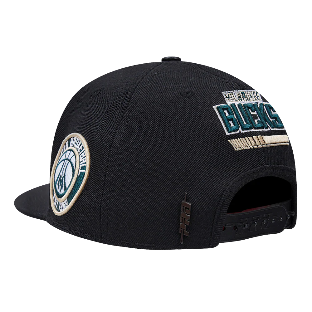NBA MILWAUKEE BUCKS FAST LANE WOOL SNAPBACK HAT (BLACK) - Image 4