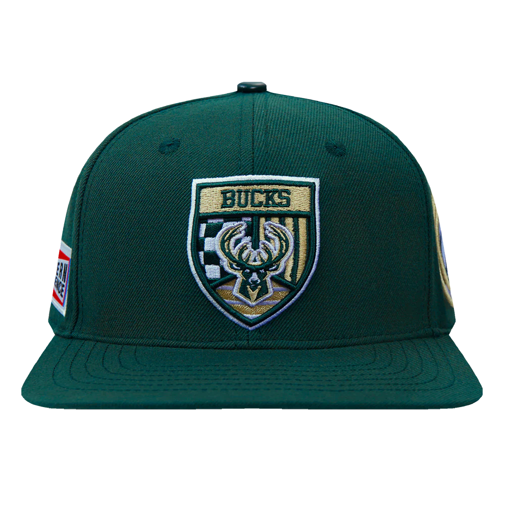 NBA MILWAUKEE BUCKS FAST LANE WOOL SNAPBACK HAT (FOREST GREEN)