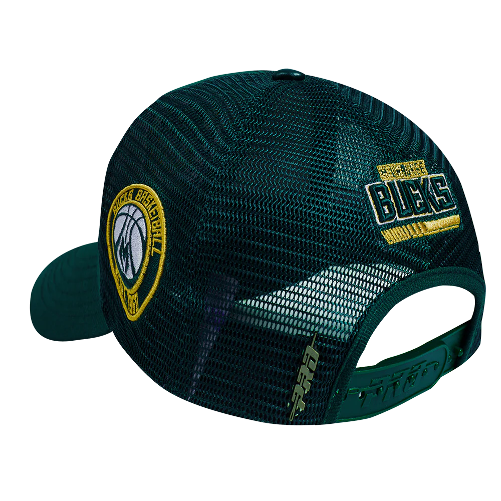 NBA MILWAUKEE BUCKS FAST LANE TRUCKER HAT (FOREST GREEN) - Image 3
