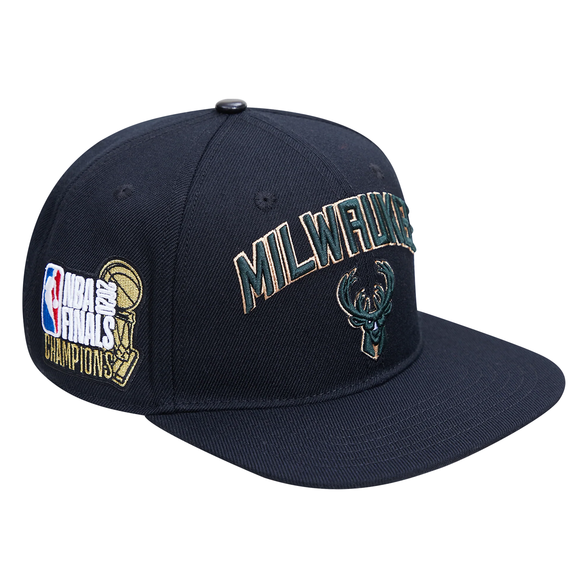 NBA MILWAUKEE BUCKS STACKED LOGO WOOL UNISEX SNAPBACK HAT (BLACK) - Image 2