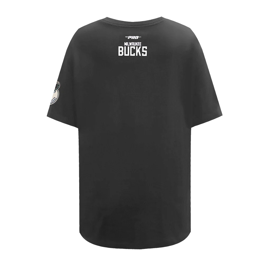 NBA MILWAUKEE BUCKS CLASSIC WIND WOMEN'S CTN BF TEE (BLACK) - Image 3