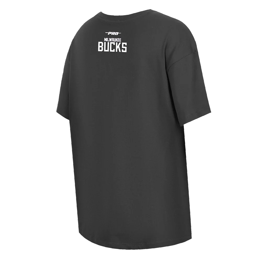 NBA MILWAUKEE BUCKS CLASSIC WIND WOMEN'S CTN BF TEE (BLACK) - Image 4