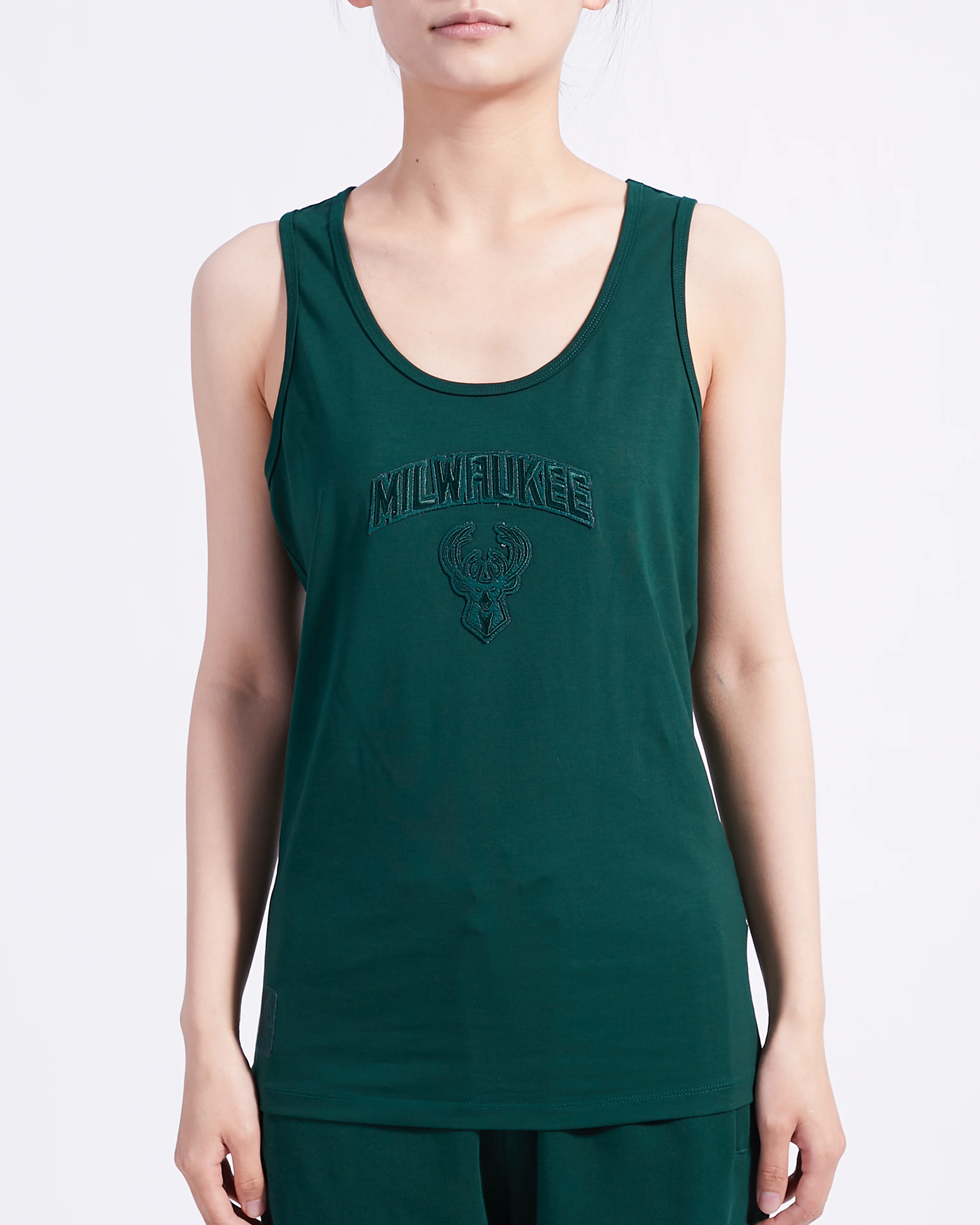 NBA MILWAUKEE BUCKS TRIPLE TONAL RELAXED FIT RACERBACK (FOREST GREEN)