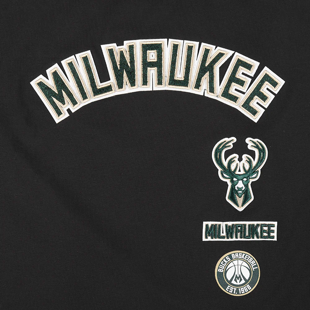 NBA MILWAUKEE BUCKS RETRO CLASSIC WOMEN'S SINGLE JERSEY BOXY TEE (BLACK) - Image 5