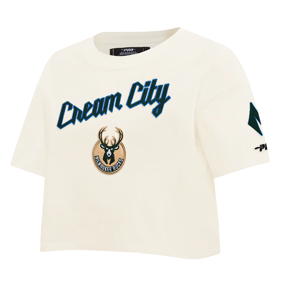 NBA MILWAUKEE BUCKS CITY EDITION 25-26 WOMEN'S SJ BOXY TEE (EGGSHELL) - Image 3