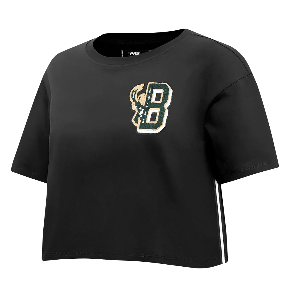 NBA MILWAUKEE BUCKS MASHUP WOMEN'S BOXY TEE (BLACK) - Image 2