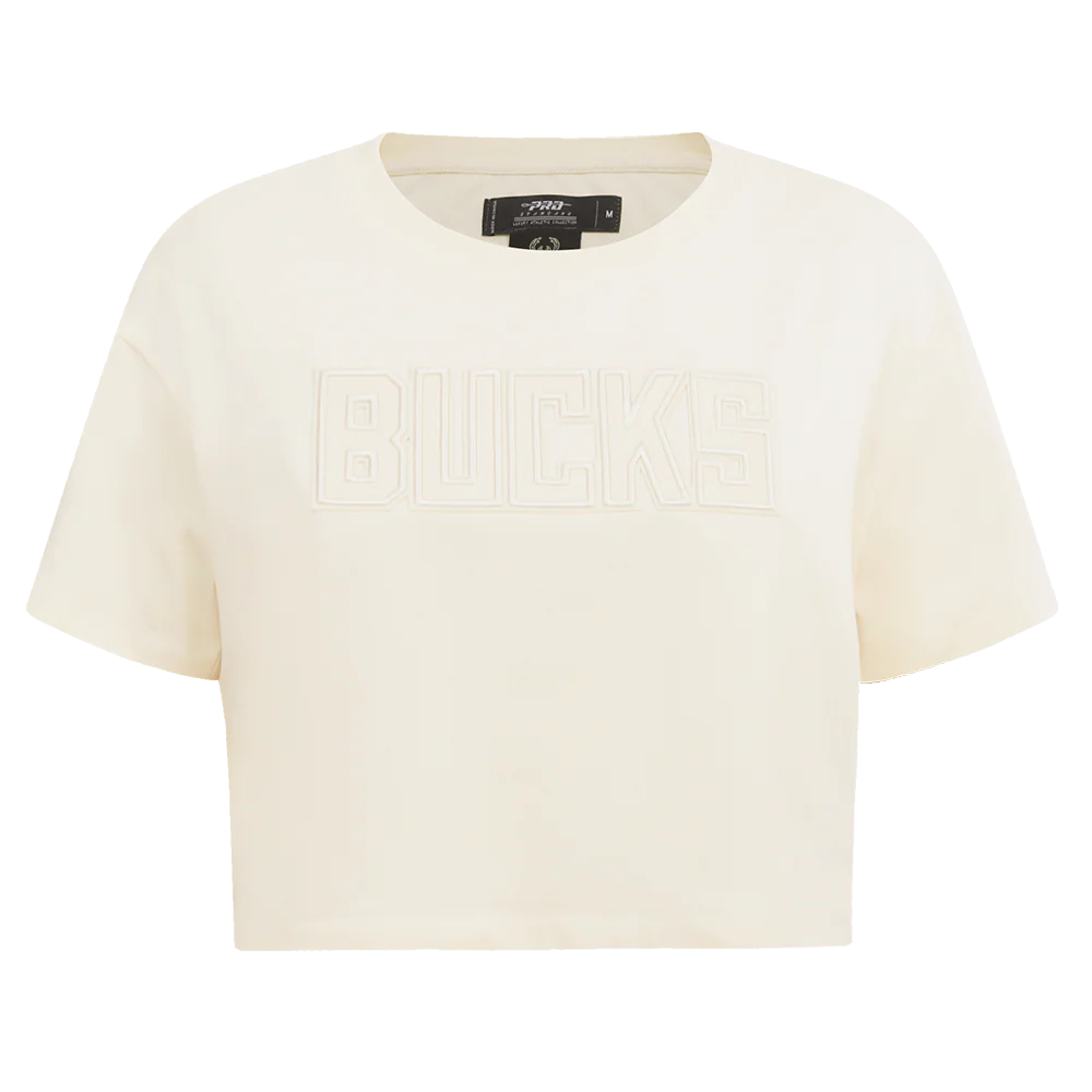 NBA MILWAUKEE BUCKS NEUTRAL WOMEN'S BOXY TEE (EGGSHELL)