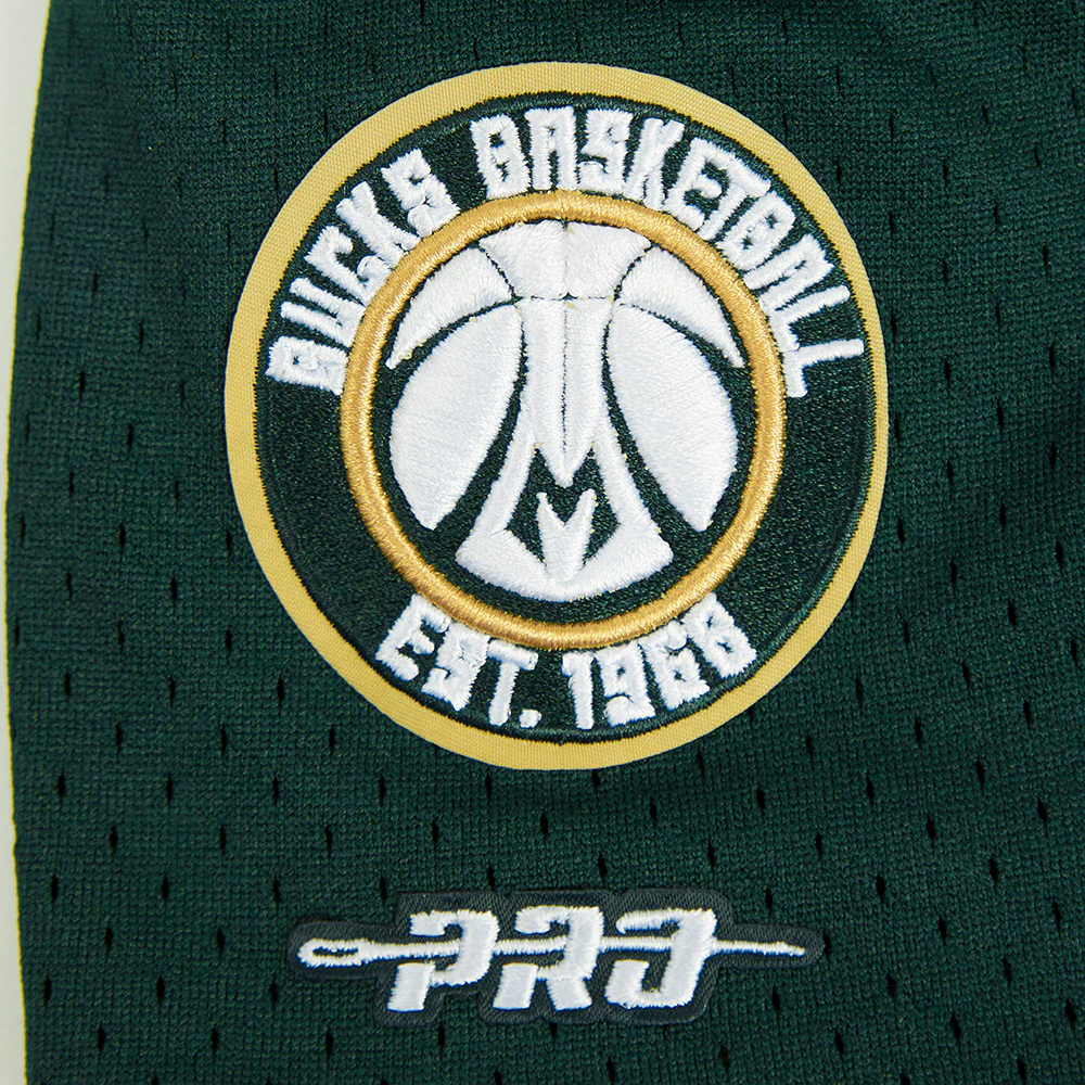 MILWAUKEE BUCKS CLASSIC BIG BOY'S MESH BUTTON DOWN SHIRT (FOREST GREEN) - Image 9
