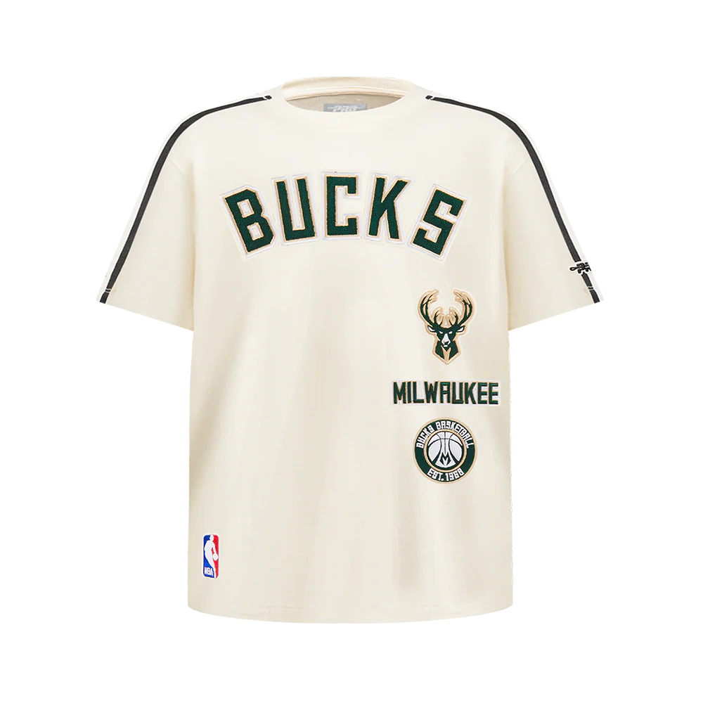NBA MILWAUKEE BUCKS RETRO CLASSIC BIG BOY'S SS TAPING TEE (EGGSHELL/ BLACK)