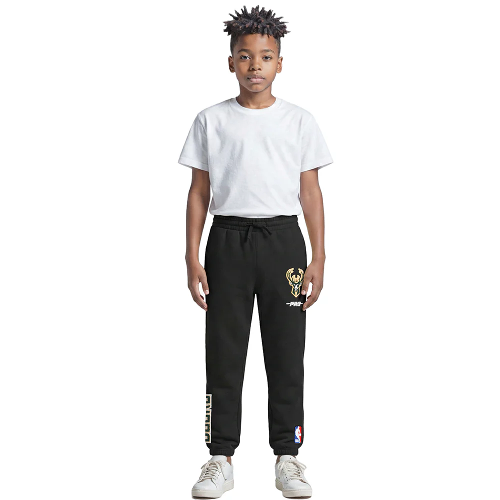NBA MILWAUKEE BUCKS CLASSIC BIG BOYS FLC SWEATPANT (BLACK) - Image 3