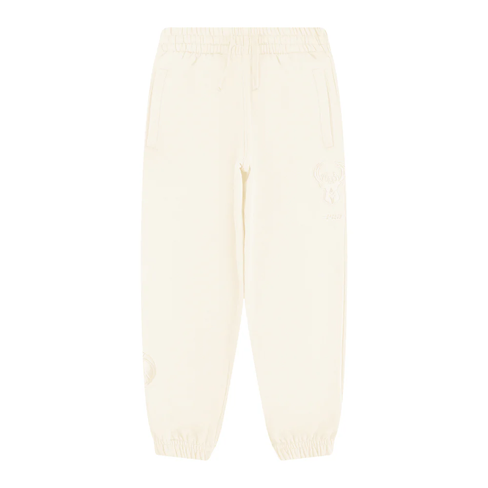 NBA MILWAUKEE BUCKS NEUTRAL BIG BOYS FLEECE SWEATPANT (EGGSHELL) - Image 4