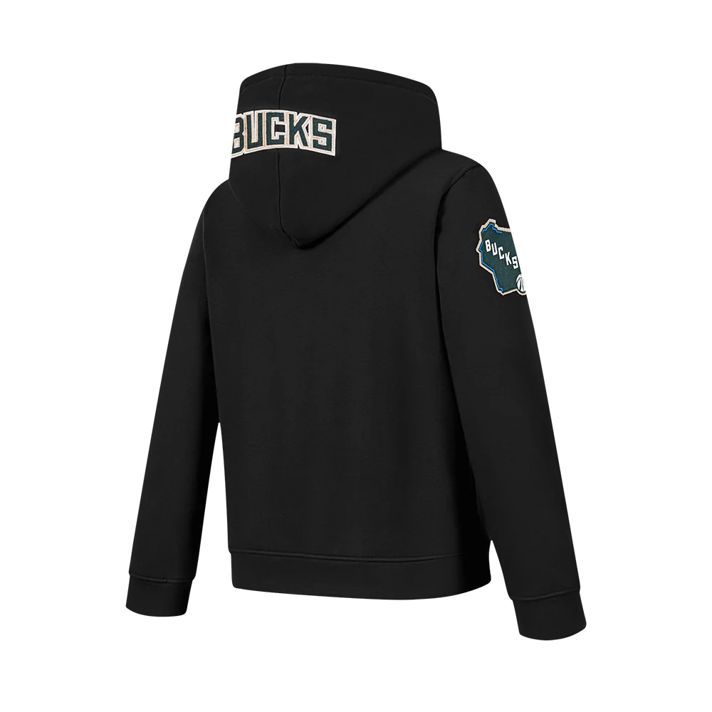 NBA MILWAUKEE BUCKS CLASSIC BIG BOYS FLC FZ PO HOODIE (BLACK) - Image 4