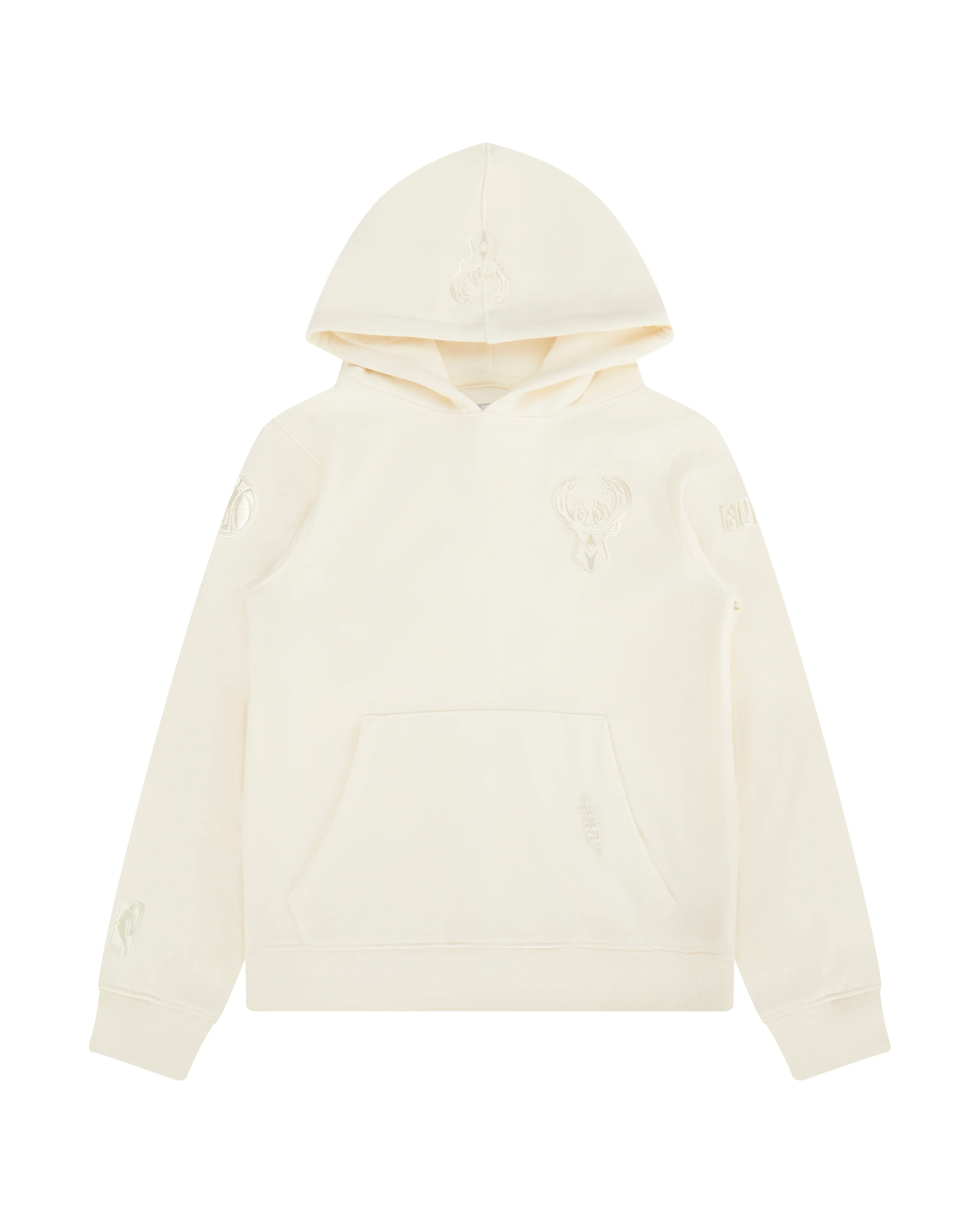 NBA MILWAUKEE BUCKS NEUTRAL BIG BOYS FLEECE PULLOVER HOODIE (EGGSHELL) - Image 3