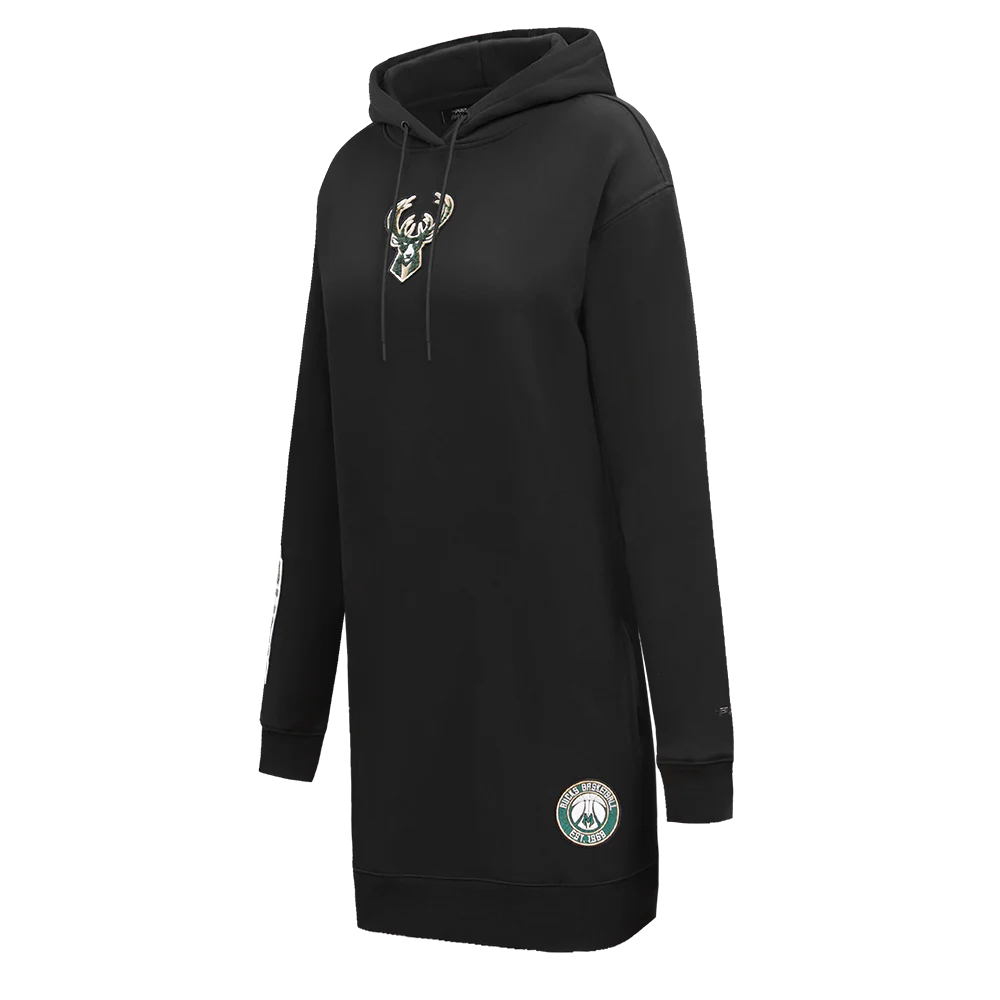 NBA MILWAUKEE BUCKS CLASSIC WOMEN'S HOODIE DRESS (BLACK) - Image 2