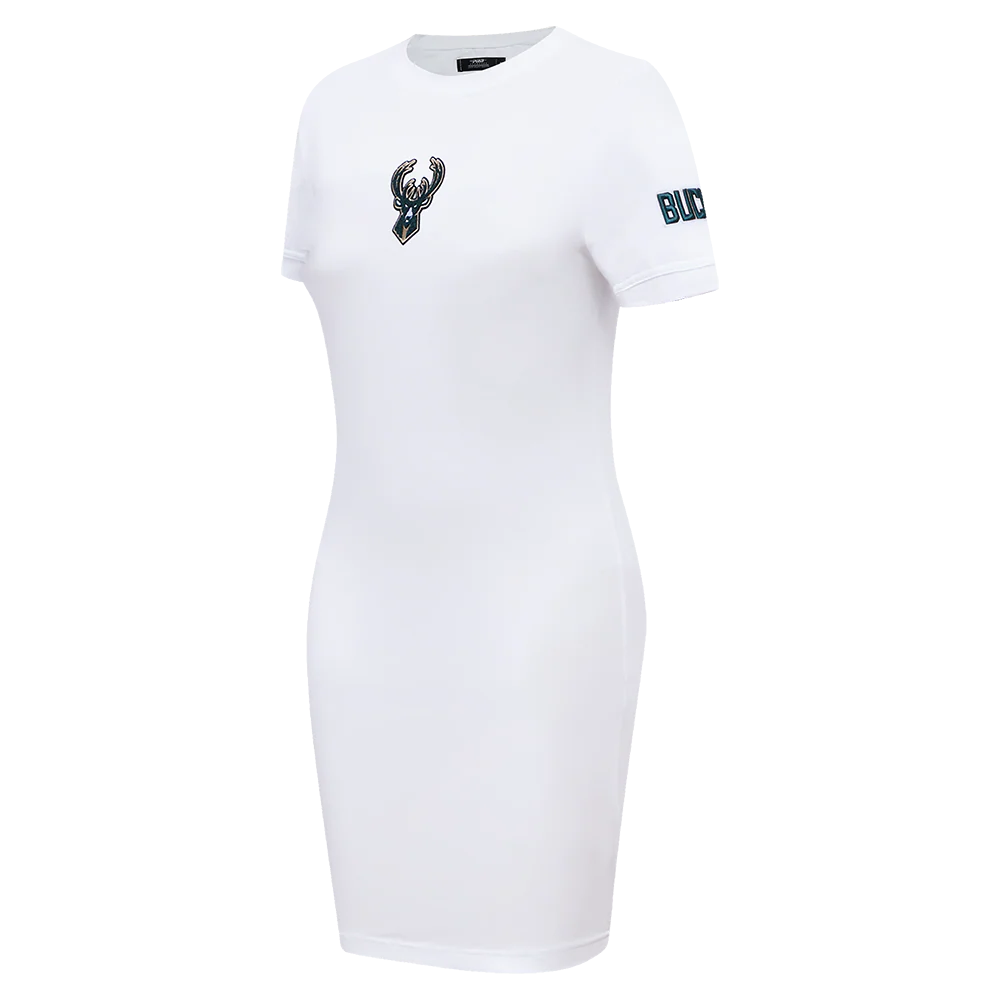 NBA MILWAUKEE BUCKS CLASSIC WOMEN'S BODYCON DRESS (WHITE) - Image 2
