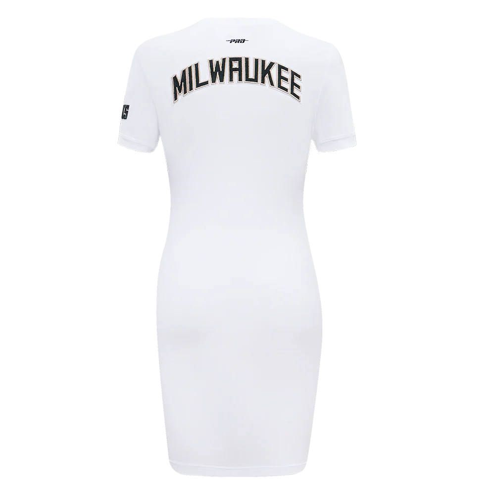 NBA MILWAUKEE BUCKS CLASSIC WOMEN'S BODYCON DRESS (WHITE) - Image 3