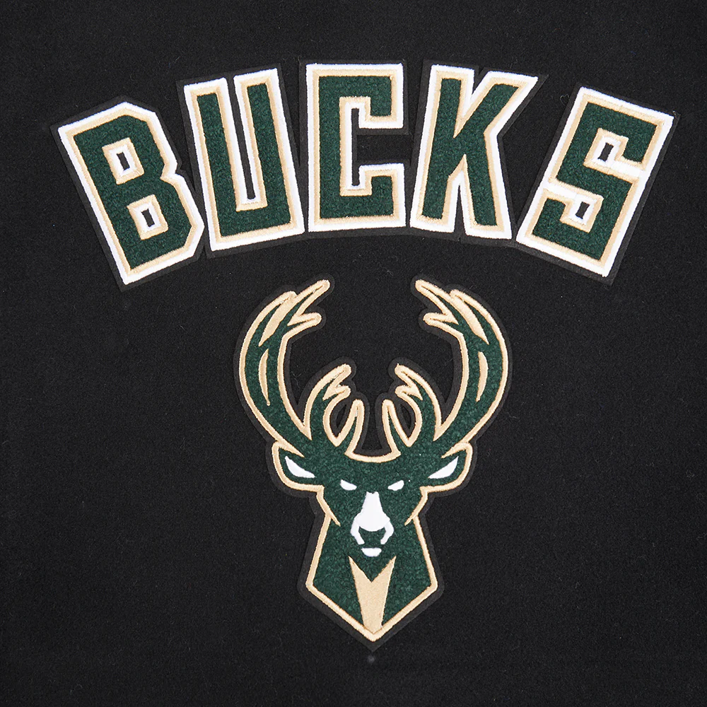 NBA MILWAUKEE BUCKS RETRO CLASSIC BIG BOYS RIB WOOL VARSITY JACKET (BLACK) - Image 8