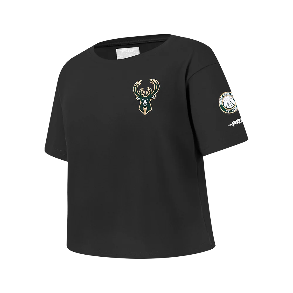 NBA MILWAUKEE BUCKS CLASSIC BIG GIRLS SHORT SLEEVE BOXY TEE (BLACK) - Image 2