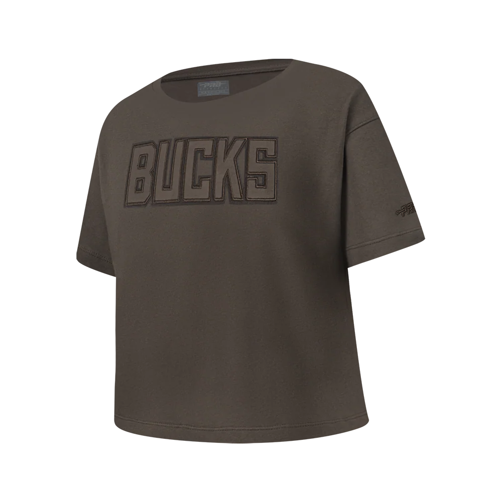 NBA MILWAUKEE BUCKS NEUTRAL BIG GIRLS SS BOXY TEE (DARK TAUPE) - Image 2