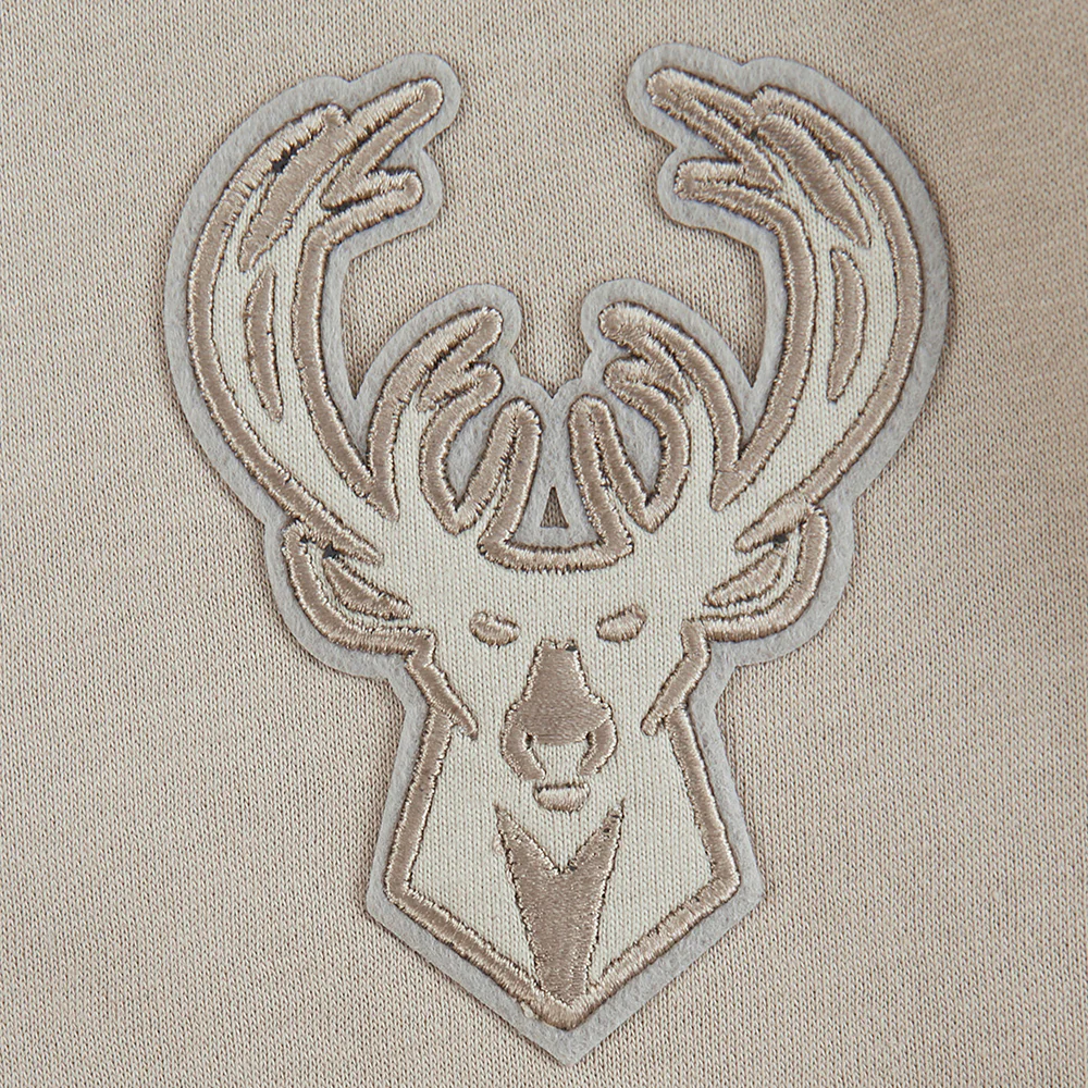 NBA MILWAUKEE BUCKS NEUTRAL BIG GIRLS FLC CREWNECK (TAUPE) - Image 5