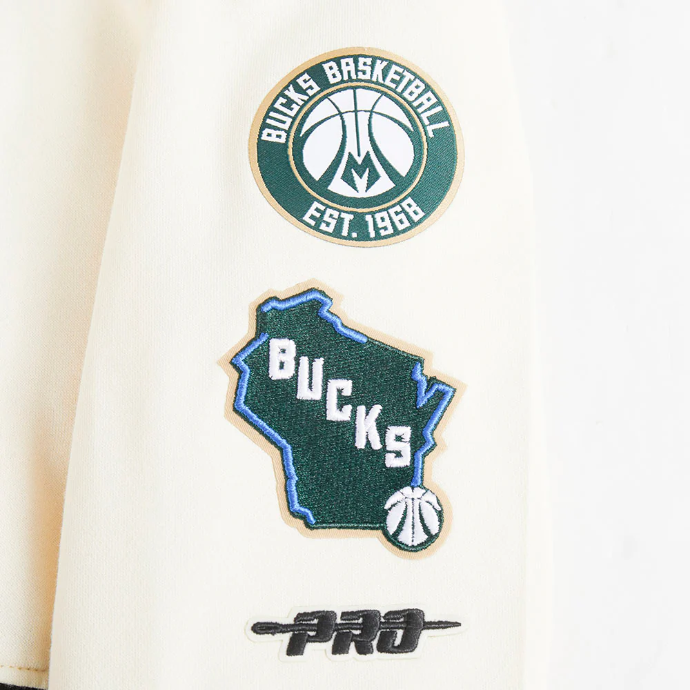 MILWAUKEE BUCKS RETRO CLASSIC BIG GIRL'S RIB FLC PO HOODIE (EGGSHELL/ BLACK) - Image 6