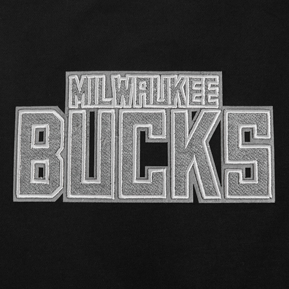 NBA MILWAUKEE BUCKS REVERSE FRENCH TERRY WOMEN'S FLEECE CREWNECK (BLACK) - Image 5