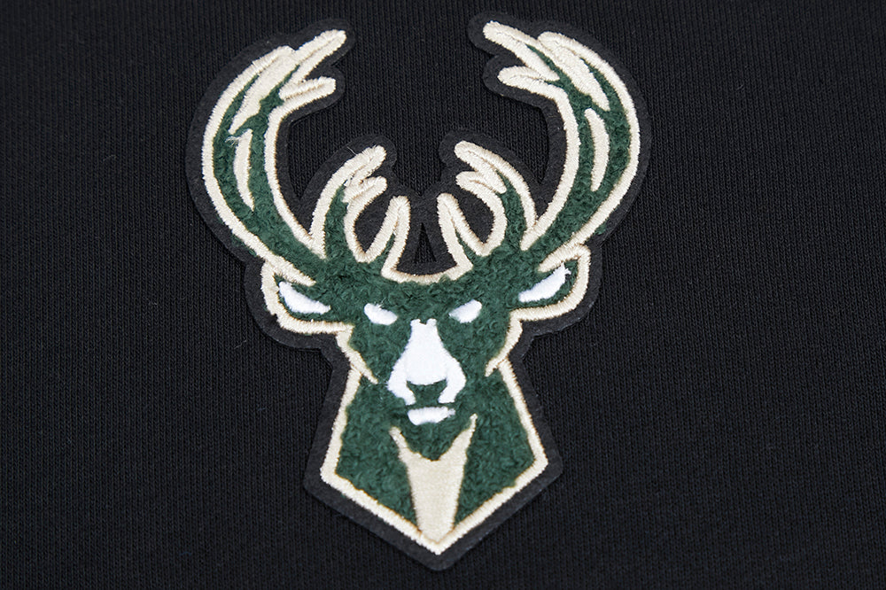 NBA MILWAUKEE BUCKS CLASSIC WOMEN'S CROPPED PULLOVER HOODIE (BLACK) - Image 5