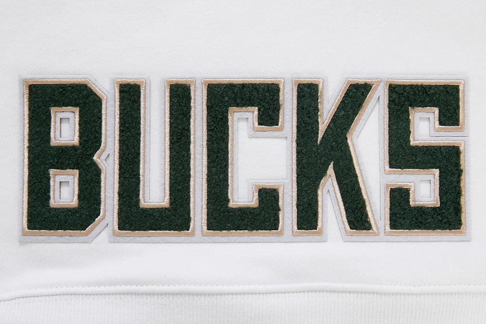 NBA MILWAUKEE BUCKS CLASSIC WOMEN'S CROPPED PULLOVER HOODIE (WHITE) - Image 5