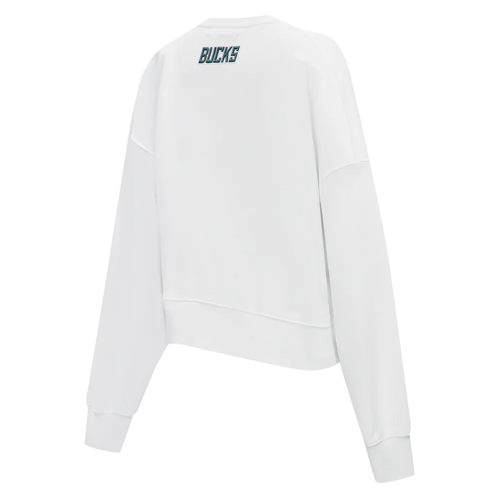 NBA MILWAUKEE BUCKS CLASSIC WOMEN'S CREWNECK (WHITE) - Image 3