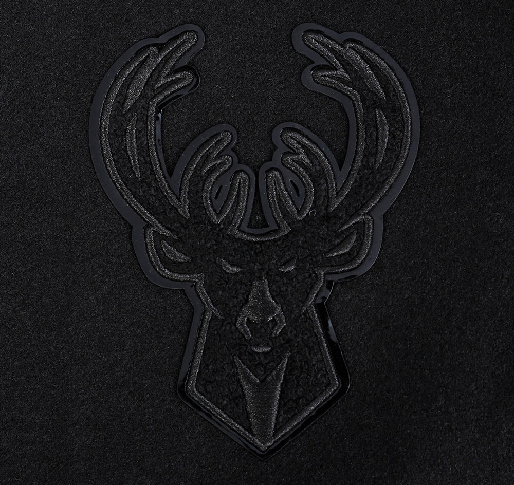 NBA MILWAUKEE BUCKS TRIPLE BLACK WOMEN'S WOOL VARSITY JACKET (TRIPLE BLACK) - Image 6