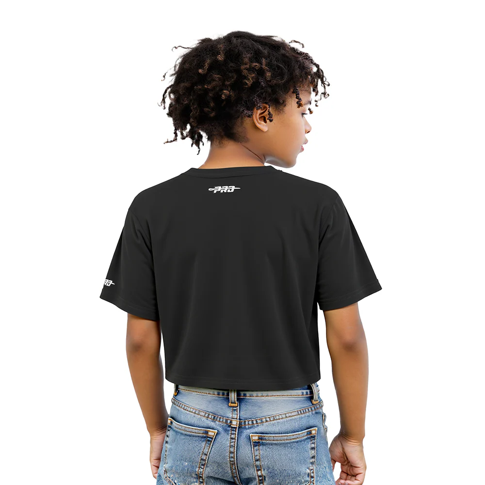 NBA MILWAUKEE BUCKS RETRO CLASSIC LITTLE GIRLS SHORT SLEEVE BOXY TEE (BLACK) - Image 2