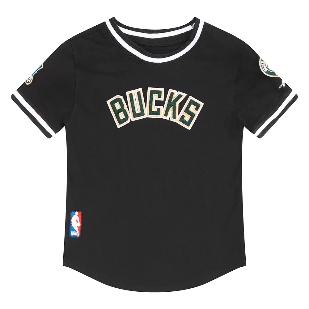 NBA MILWAUKEE BUCKS CLASSIC TODDLER BOYS SHORT SLEEVE STRIPED RIB TEE (BLACK) - Image 3