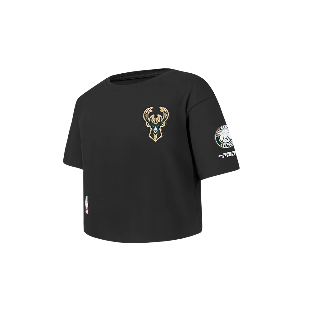 NBA MILWAUKEE BUCKS CLASSIC TODDLER GIRLS SHORT SLEEVE BOXY TEE (BLACK) - Image 2