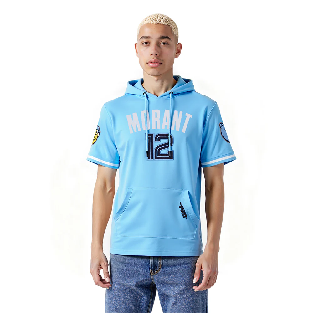 NBA MEMPHIS GRIZZLIES JA MORANT #12 CLASSIC PNN MEN'S SS PO HOODIE (UNIVERSITY BLUE)