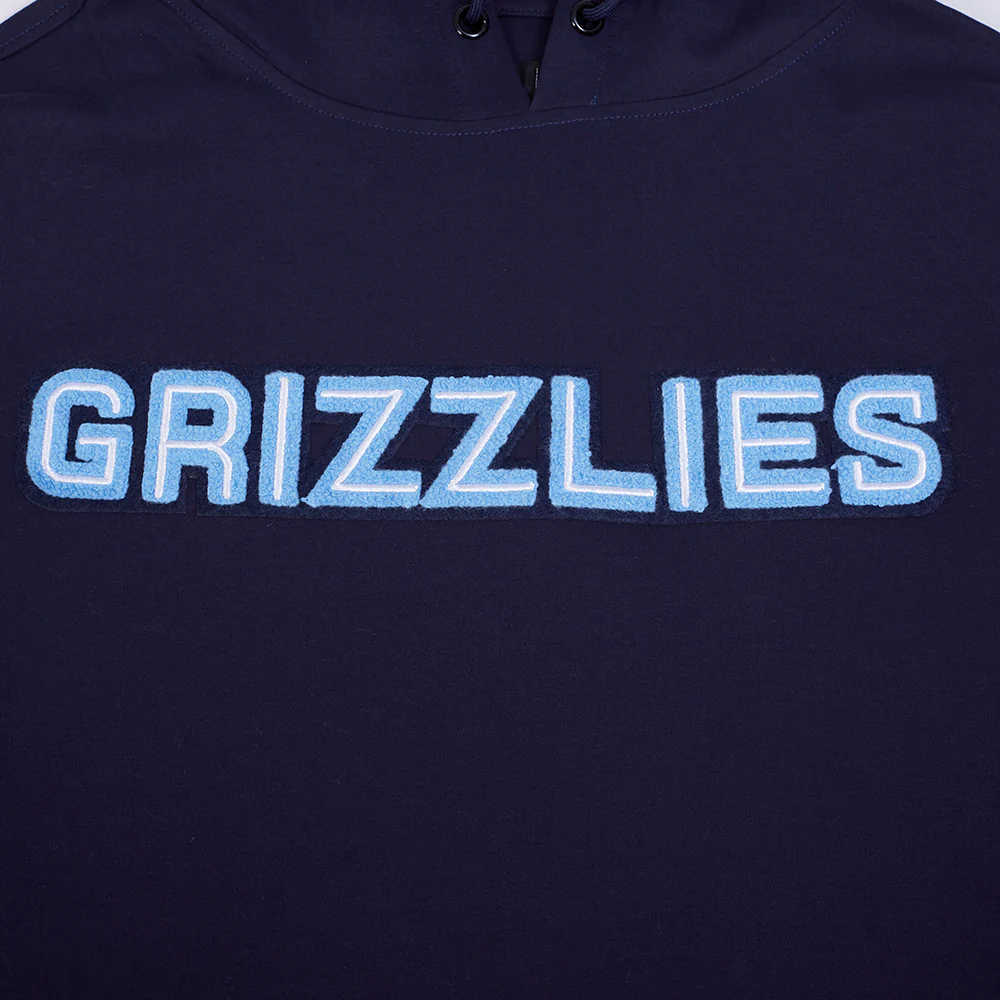 NBA MEMPHIS GRIZZLIES CLASSIC MEN'S CHENILLE DK SS PO HOODIE (MIDNIGHT NAVY) - Image 5