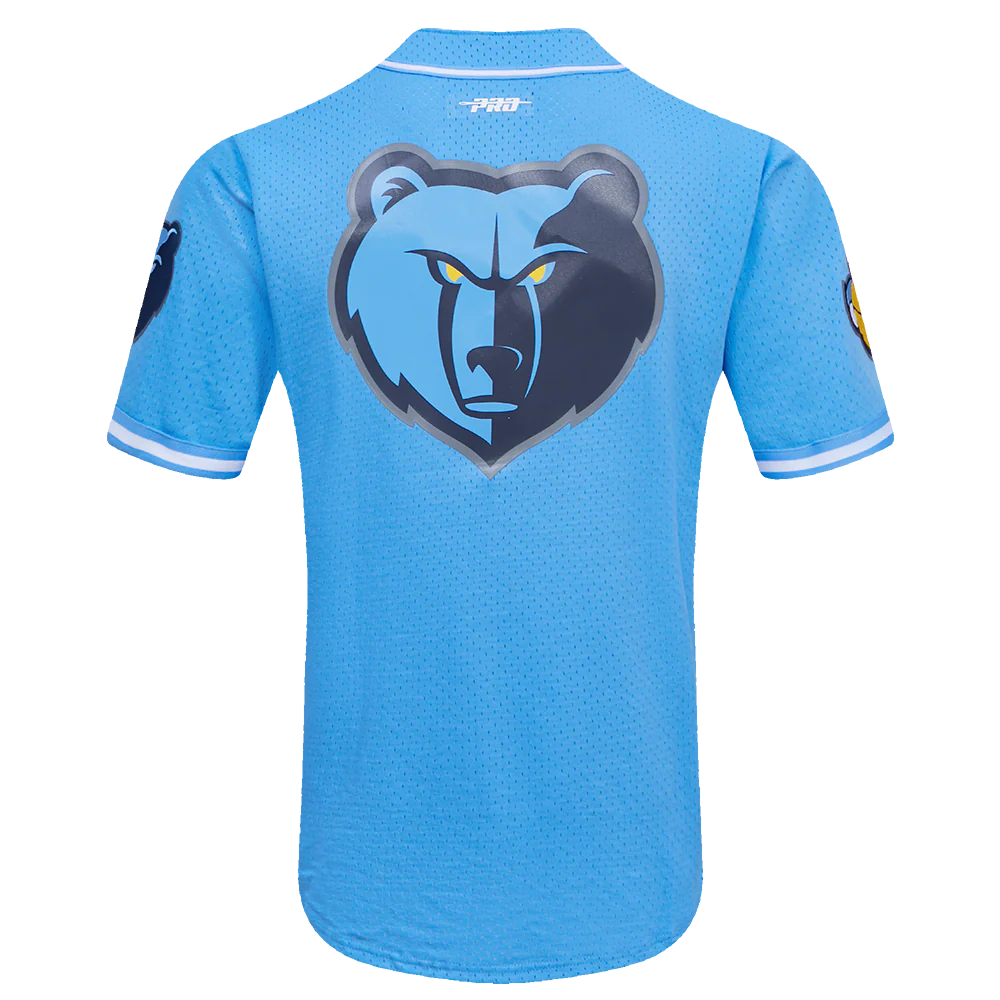 NBA MEMPHIS GRIZZLIES JA MORANT #12 MEN'S MESH BUTTON DOWN SHIRT (UNIVERSITY BLUE) - Image 3