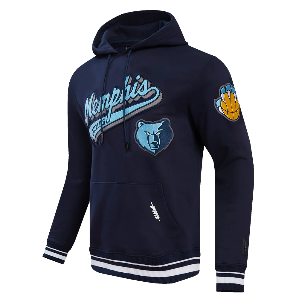 NBA MEMPHIS GRIZZLIES SCRIPT TAIL MEN'S RIB FLEECE PULLOVER HOODIE (MIDNIGHT NAVY) - Image 2