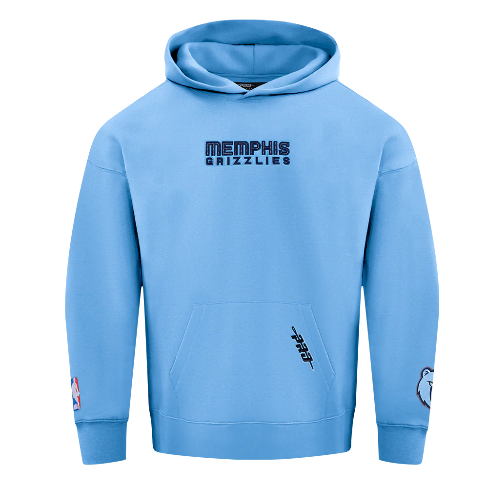 NBA MEMPHIS GRIZZLIES WINGSPAN MEN'S DROP SHOULDER FLEECE PULLOVER HOODIE (UNIVERSITY BLUE)