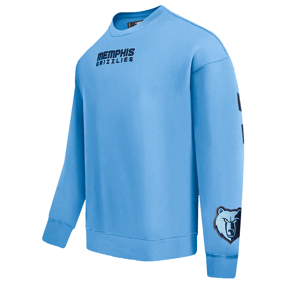 NBA MEMPHIS GRIZZLIES WINGSPAN MEN'S DROP SHOULDER FLEECE CREWNECK (UNIVERSITY BLUE) - Image 3