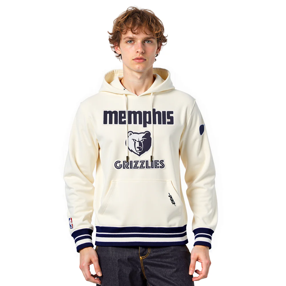 NBA MEMPHIS GRIZZLIES CITY EDITION 25-26 MEN'S RIB FLC PO HOODIE (EGGSHELL/ MIDNIGHT NAVY)