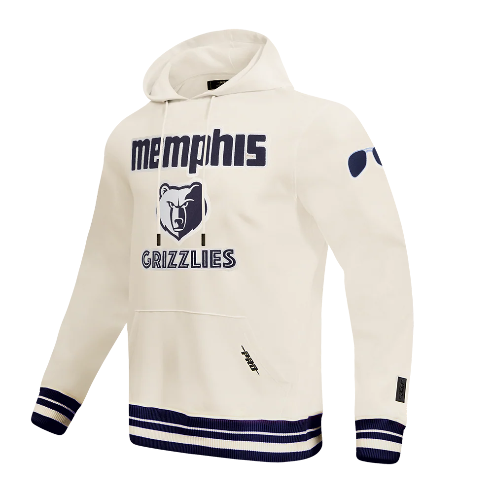 NBA MEMPHIS GRIZZLIES CITY EDITION 25-26 MEN'S RIB FLC PO HOODIE (EGGSHELL/ MIDNIGHT NAVY) - Image 3