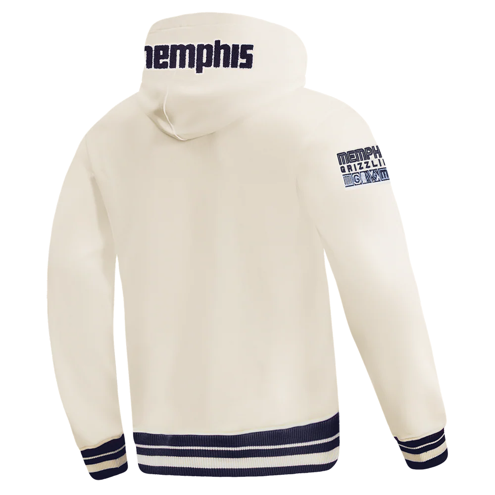 NBA MEMPHIS GRIZZLIES CITY EDITION 25-26 MEN'S RIB FLC PO HOODIE (EGGSHELL/ MIDNIGHT NAVY) - Image 4