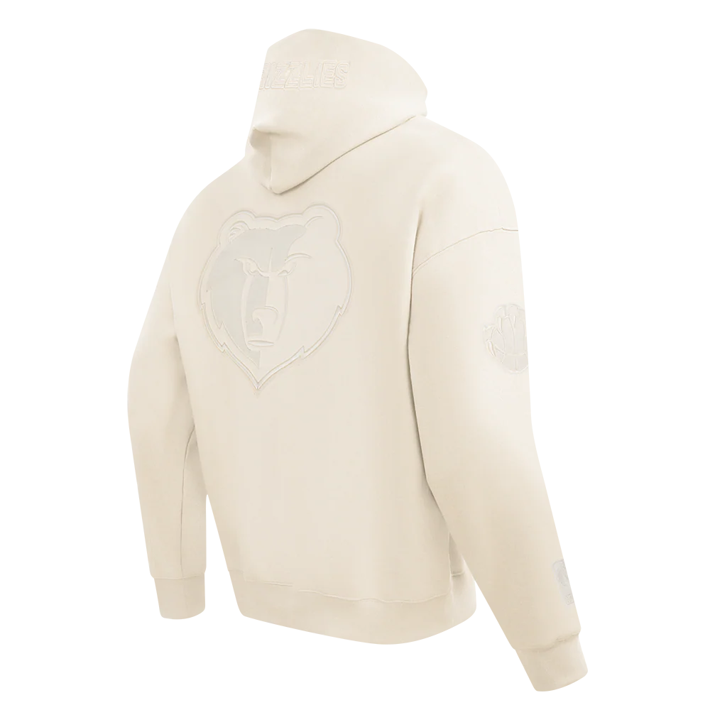 NBA MEMPHIS GRIZZLIES JA MORANT #12 NEUTRAL PNN MEN'S DROP SHOULDER FLC PO HOODIE (EGGSHELL) - Image 4