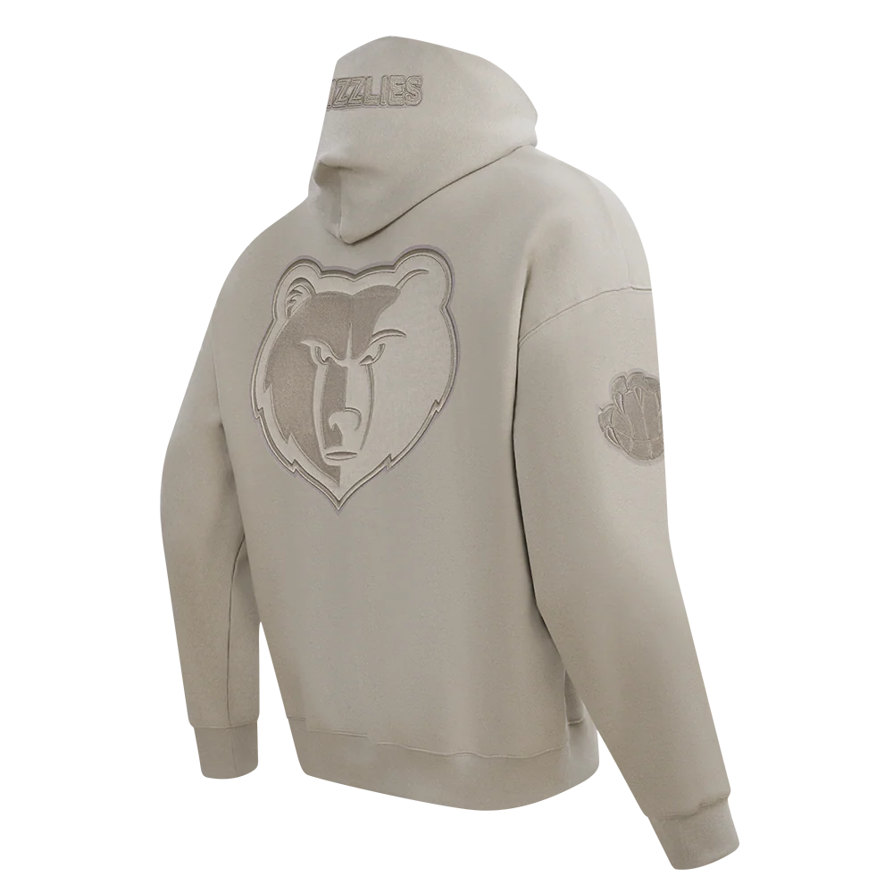 NBA MEMPHIS GRIZZLIES JA MORANT #12 NEUTRAL PNN MEN'S DROP SHOULDER FLC PO HOODIE (TAUPE) - Image 4
