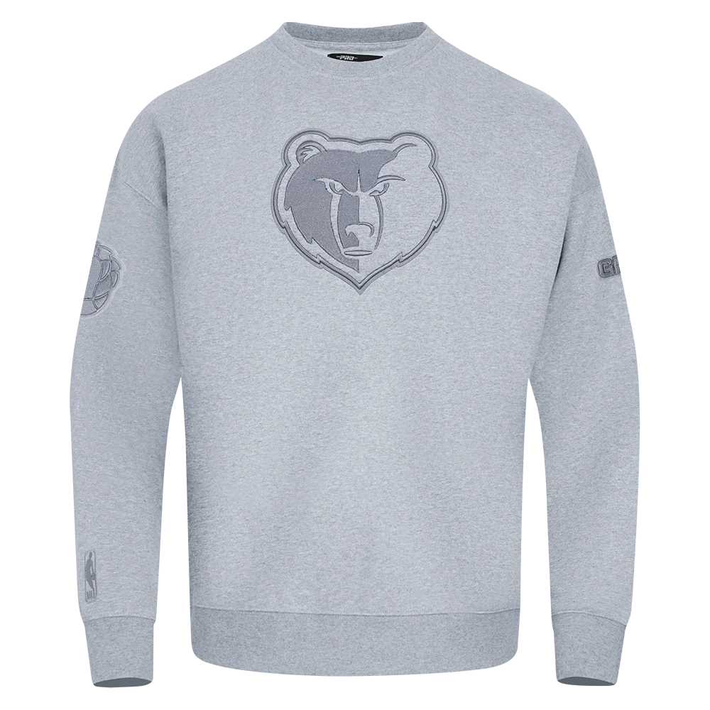 NBA MEMPHIS GRIZZLIES NEUTRAL MEN'S DROP SHOULDER FLC CREWNECK (DARK HEATHER GRAY)