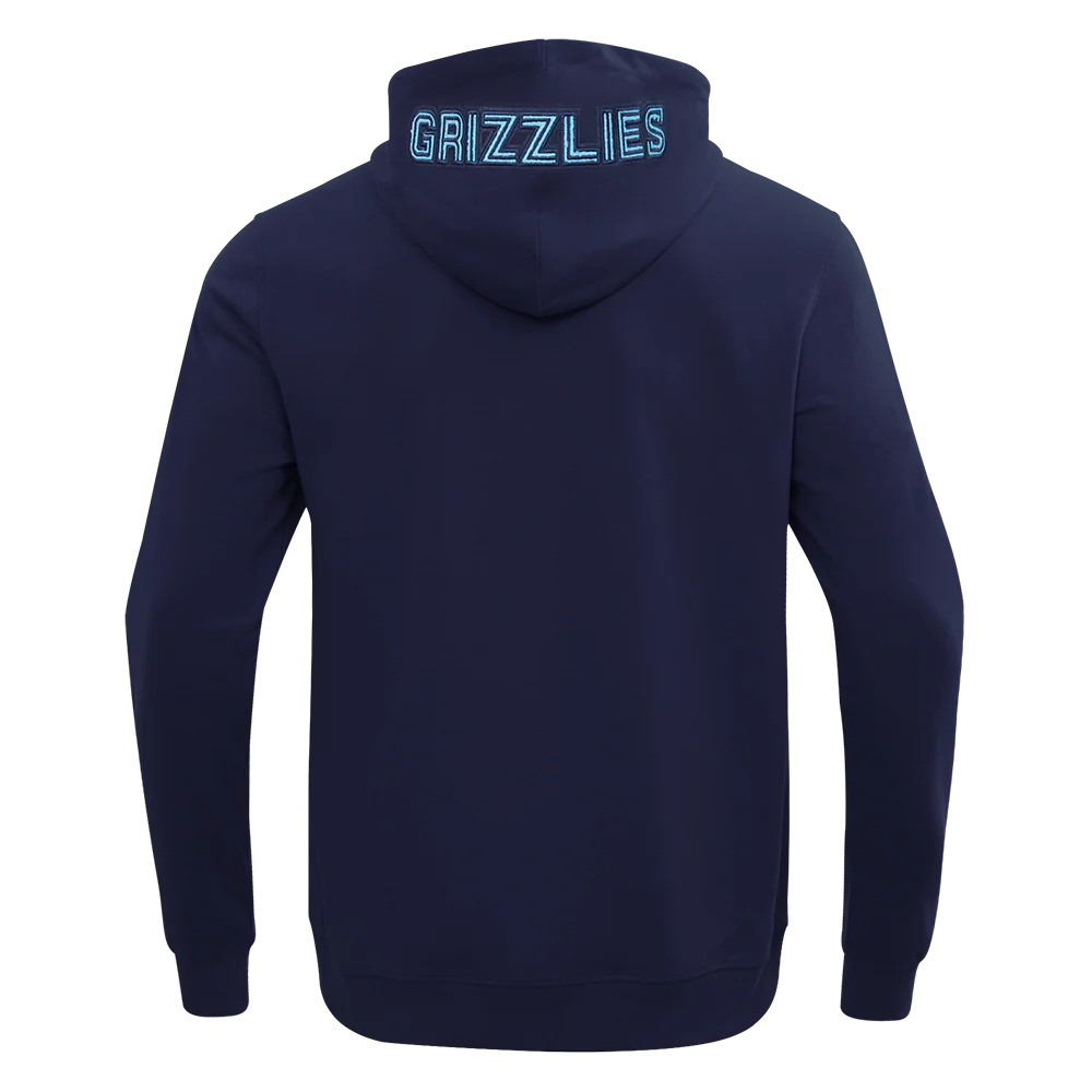 NBA MEMPHIS GRIZZLIES CLASSIC CHENILLE MEN'S FULL ZIP DOUBLE KNIT PULLOVER HOODIE (MIDNIGHT NAVY) - Image 3