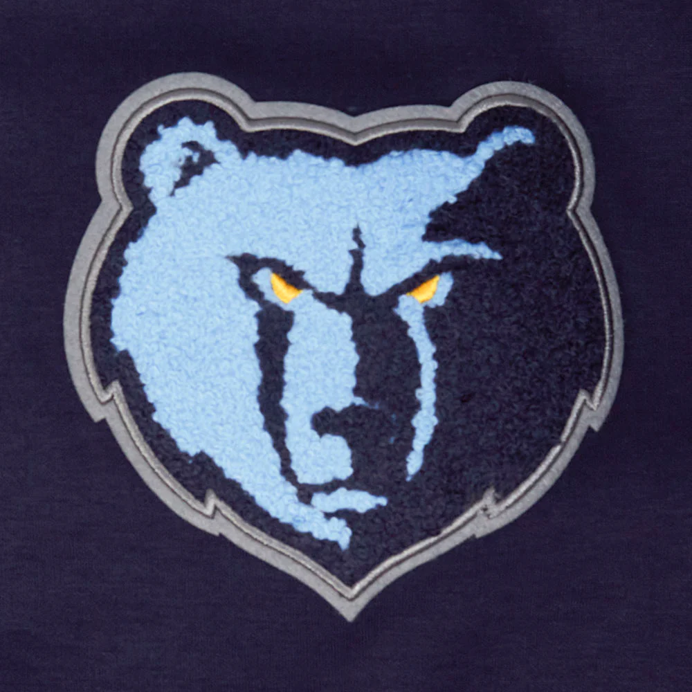 NBA MEMPHIS GRIZZLIES CLASSIC CHENILLE MEN'S FULL ZIP DOUBLE KNIT PULLOVER HOODIE (MIDNIGHT NAVY) - Image 7
