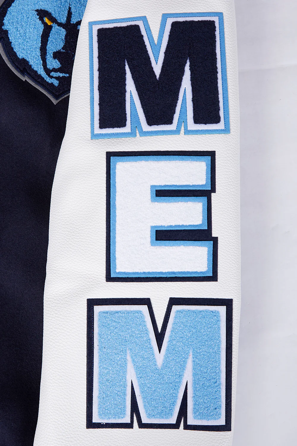 NBA MEMPHIS GRIZZLIES SCRIPT TAIL MEN'S RIB WOOL VARSITY JACKET (MIDNIGHT NAVY/WHITE) - Image 7