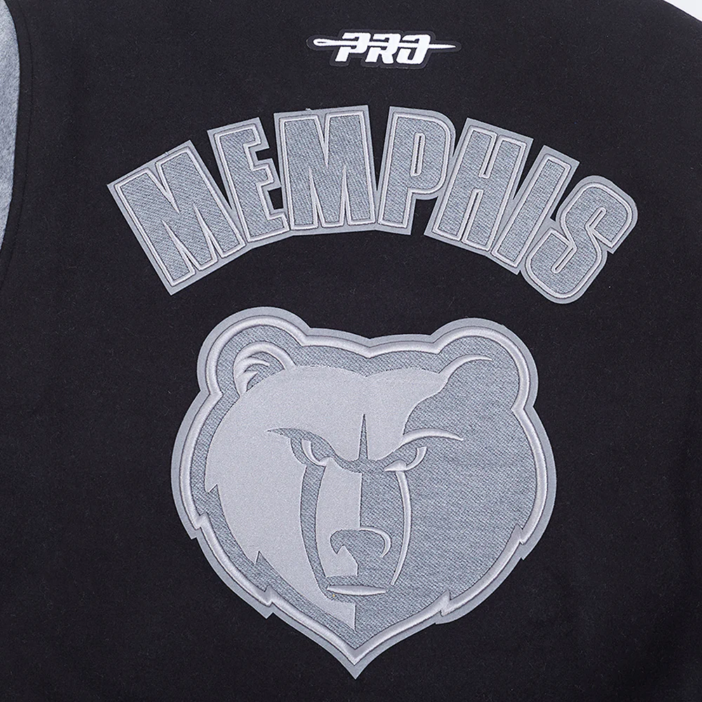 NBA MEMPHIS GRIZZLIES REVERSE FRENCH TERRY MEN'S CB WOOL VARSITY JAC (BLACK/GRAY/EGGSHELL) - Image 9